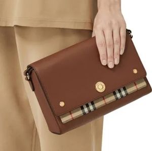 NWT Burberry Vintage Check and Leather Note Bag in Tan